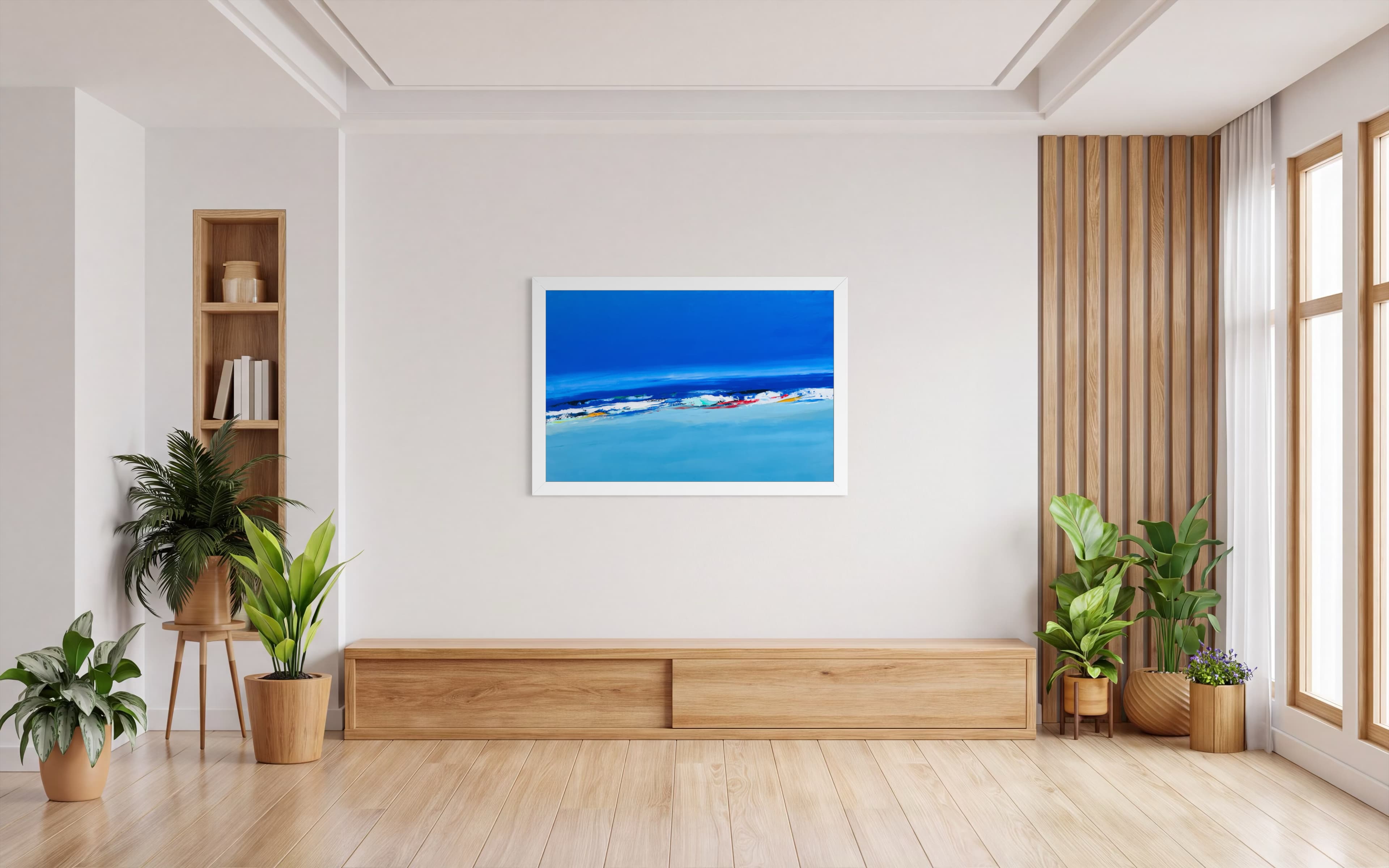 ocean and blue seascape abstract painting — détail